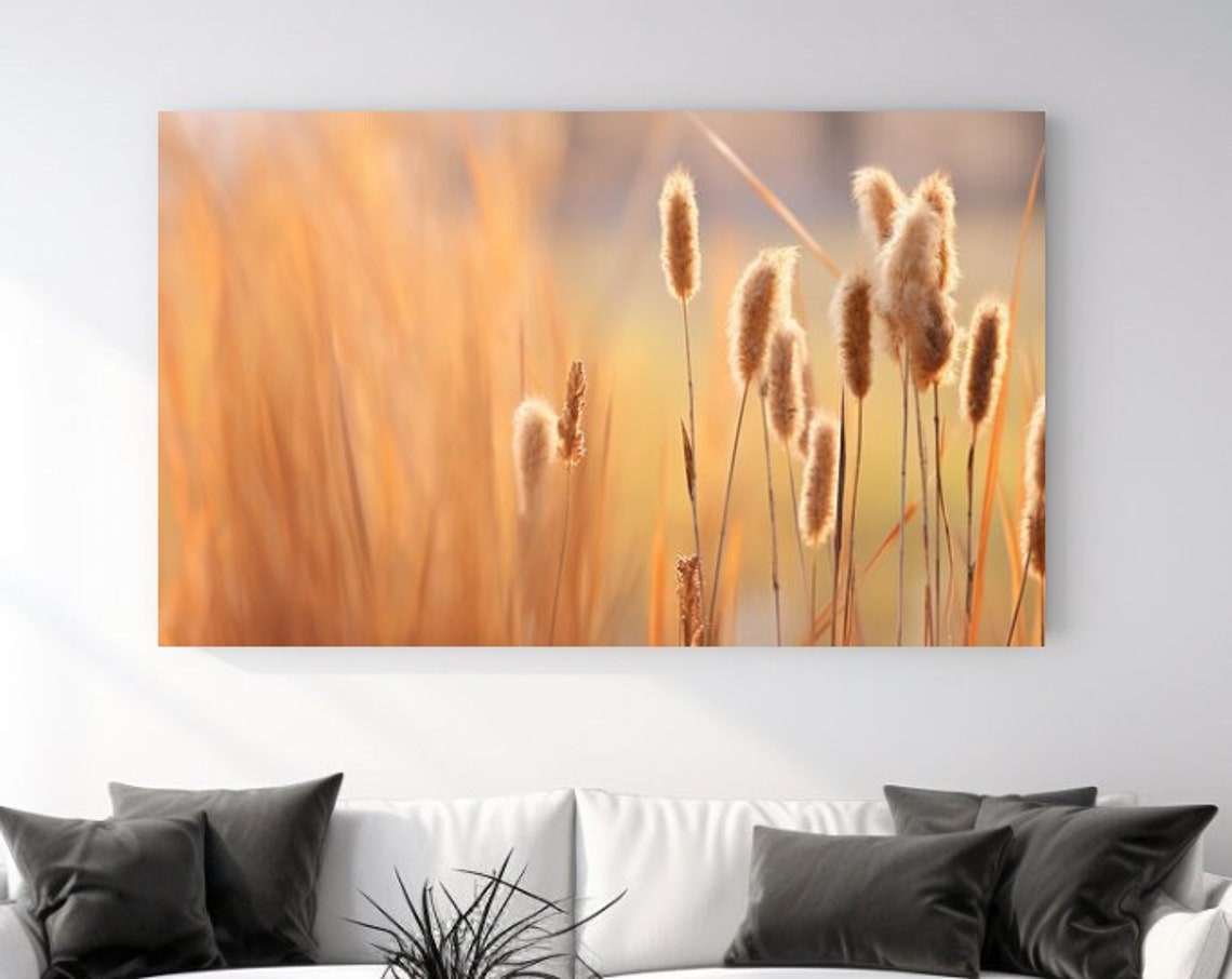 Golden Wheat Grass Sunset Field Warm Autumn Nature Photography Poster