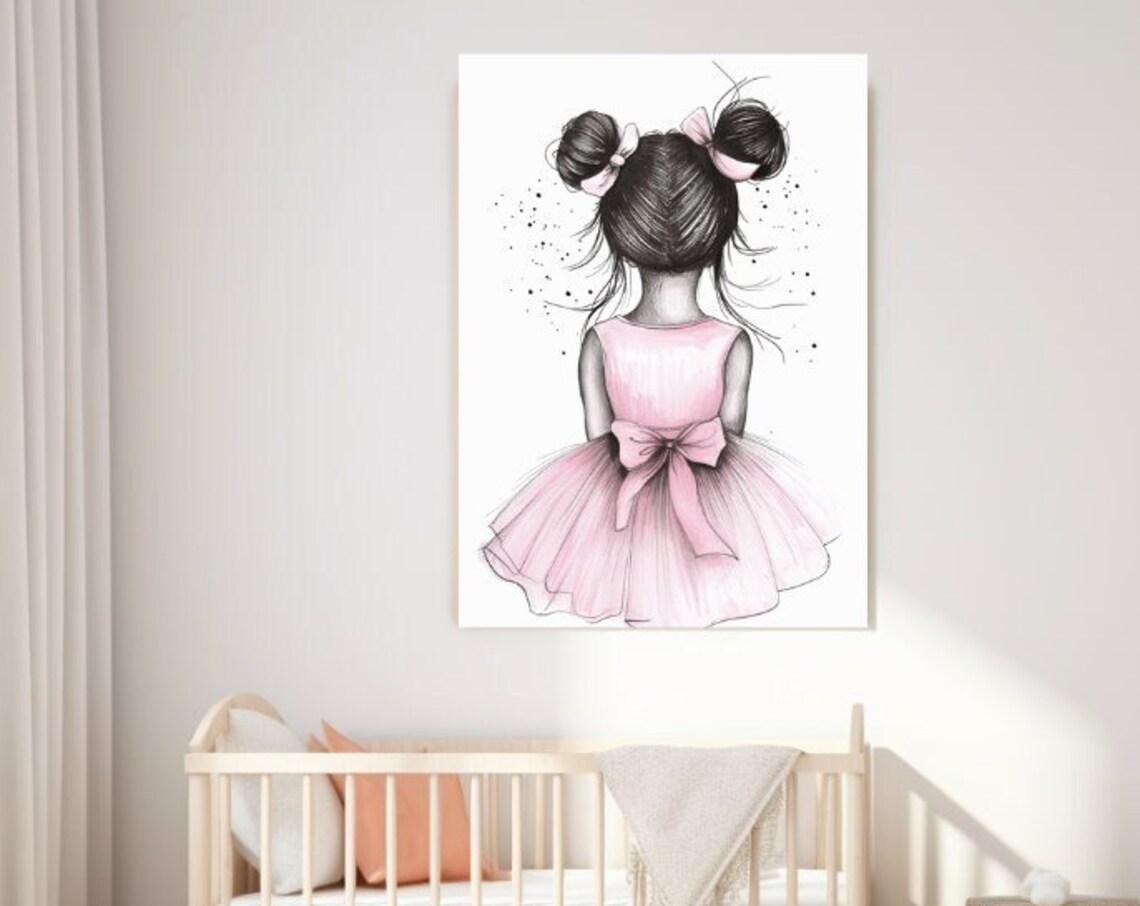 Little Ballerina Girl In Pink Tutu From Behind Kids Room Art Poster