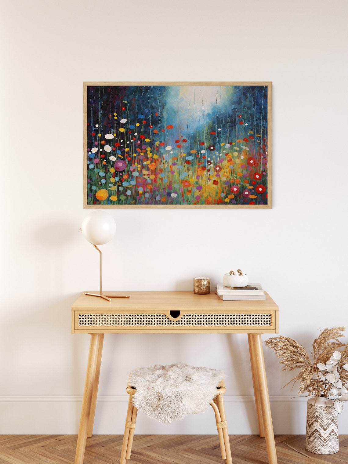Colorful Abstract Wildflower Field Pointillist Meadow Art Poster - Image 2