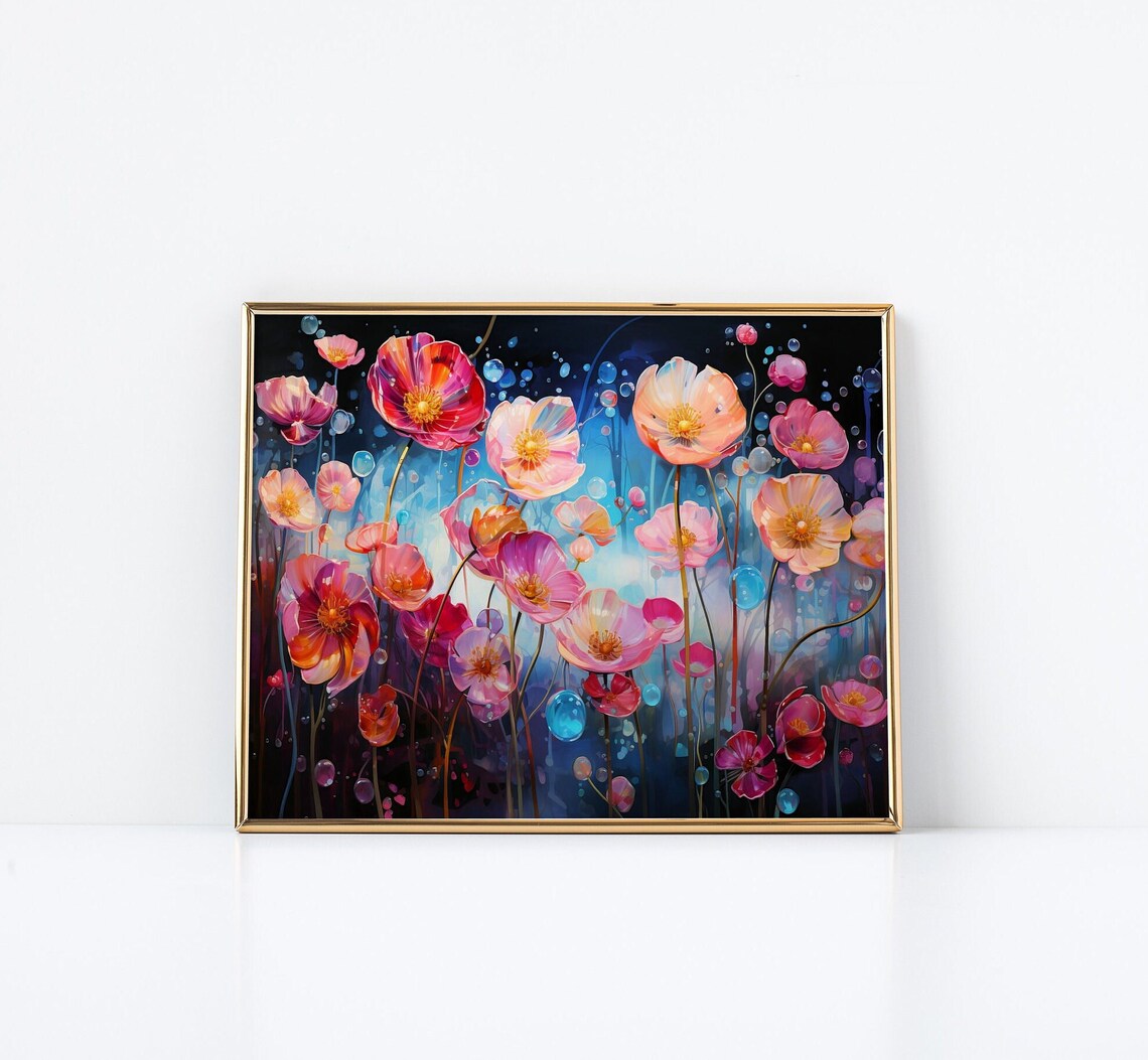 Multicolored Flower Waterflow Crystal Inspired Expressionist Drips - Image 3