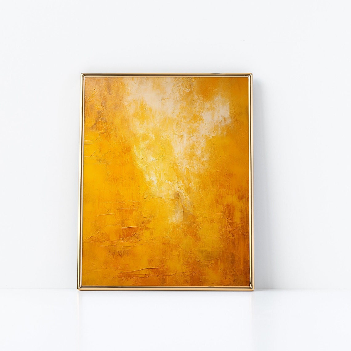 Golden Yellow Textured Abstract Canvas Modern Gold Painting Poster - Image 3