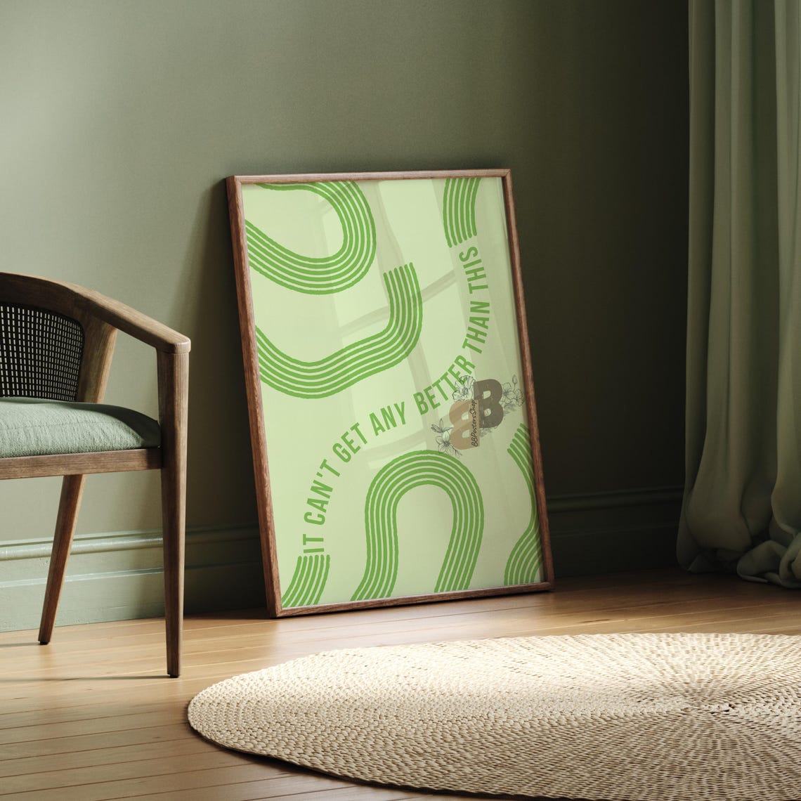 It Can't Get Any Better Than This Green Retro Line Art Quote Poster