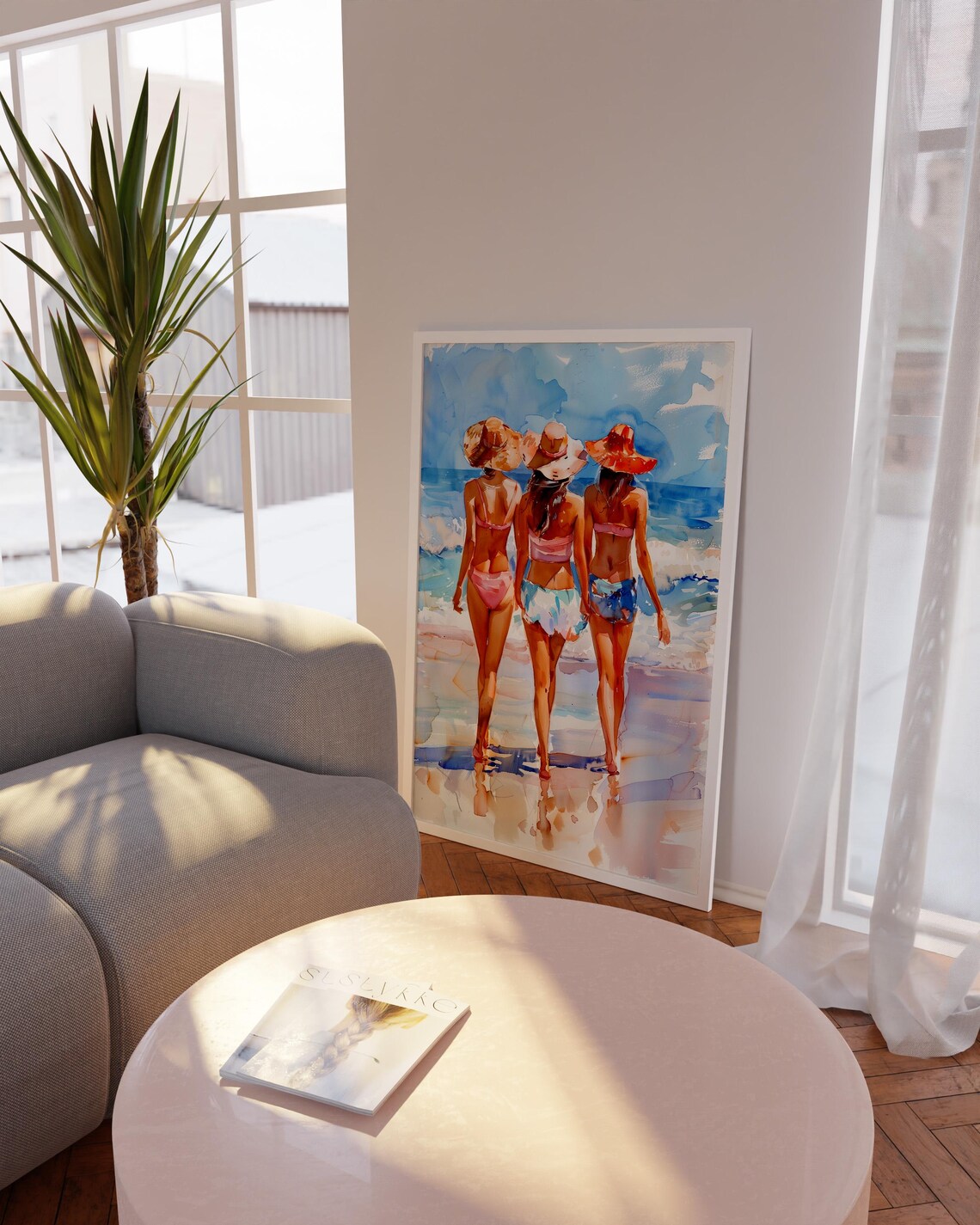 Coastal Beach Retro Poster, Summer Home Decor