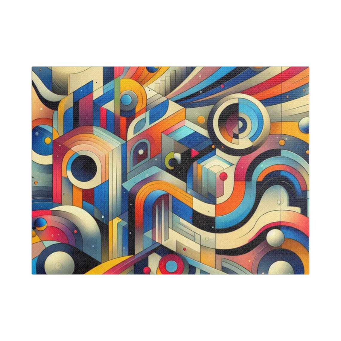Abstract Geometric Wall Art Colorful Print Modern Home Decor Art Lovers Gift Vibrant Stretched Artwork - Image 2