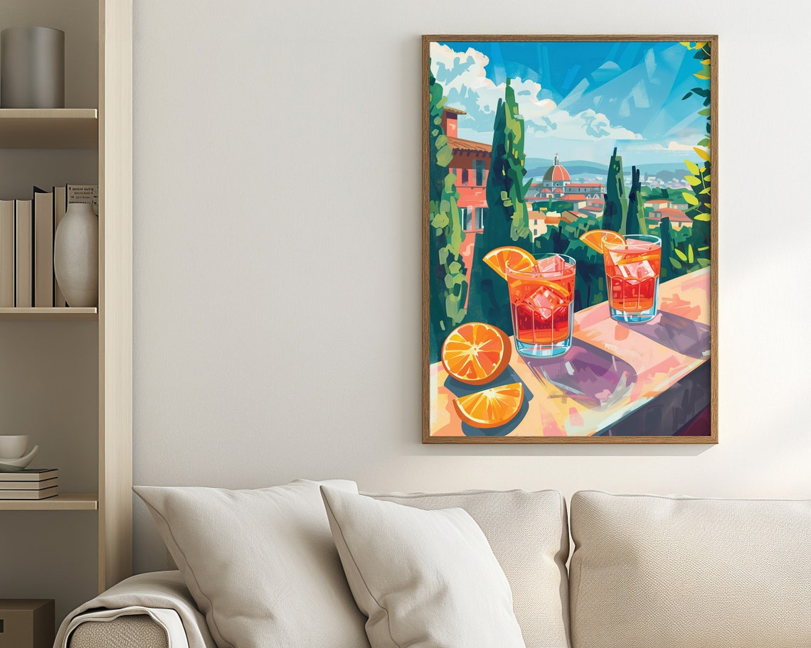 Negroni Cocktail Florence Terrace View Orange Italian Aperitif Poster - Image 2