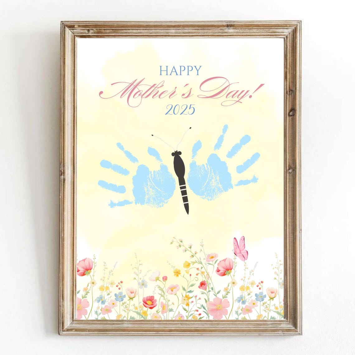 Baby Handprint Butterfly Mother's Day Wildflower Meadow Poster
