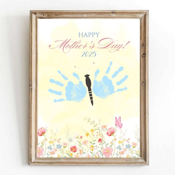 My First Mothers Day Footprint Activity Craft Baby First Mothers Day Handprint Activity Craft Butterfly Craft Kids Art