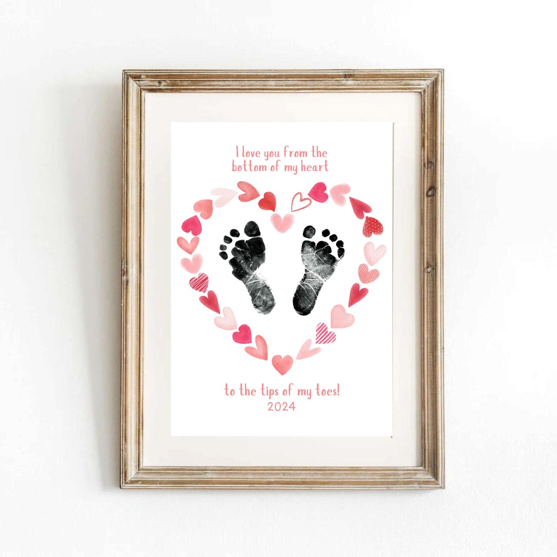 Bottom Of My Heart Tips Of My Toes Footprint Keepsake My First Fathers Day Footprint Heart Love Handprint Diy Craft Art Baby Kids - Image 3