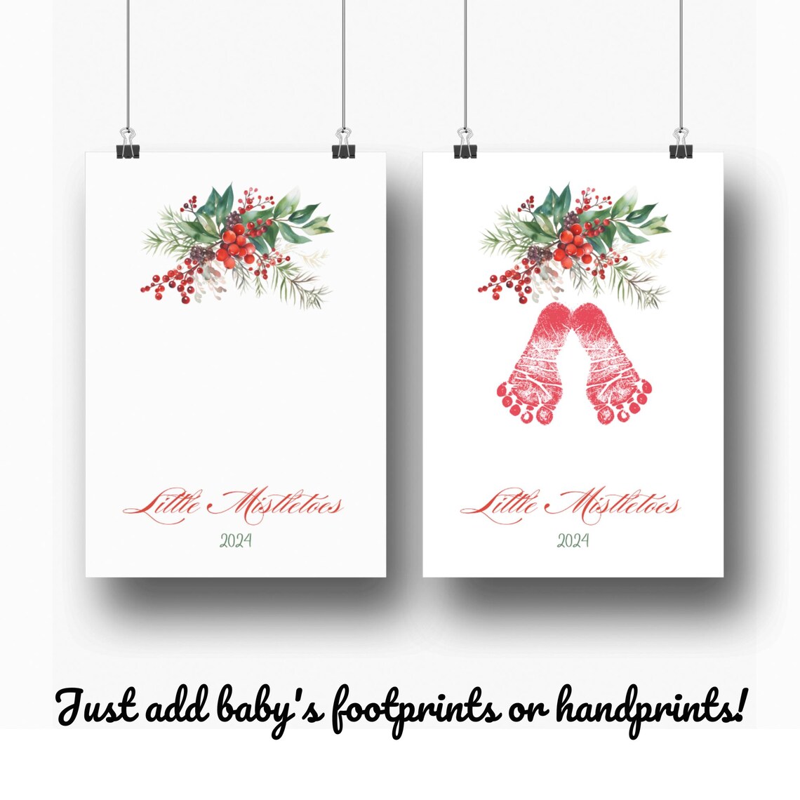 Mistletoes Footprint Art, Christmas Keepsake Print - Image 3