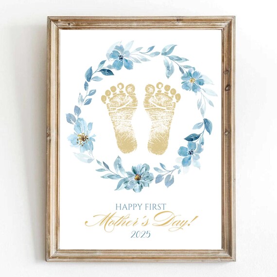 My First Mothers Day Footprint Craft Art Print