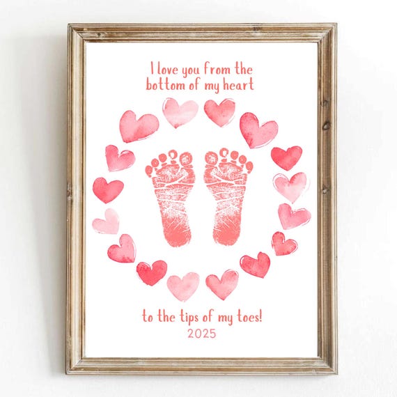Bottom of My Heart Footprint Keepsake Love Art