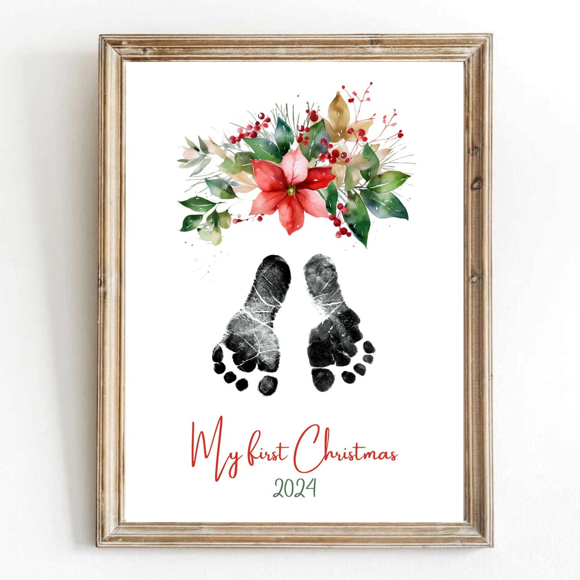 Mistletoes Footprint Art Template, Christmas Keepsake