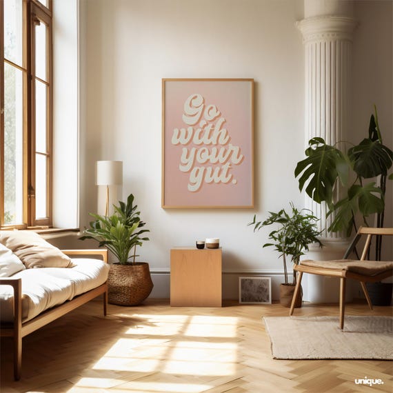 Pink Motivational Art Print Go With Gut Written Motivational Wall Art Print For Home Decor Motivational Poster Wall Art
