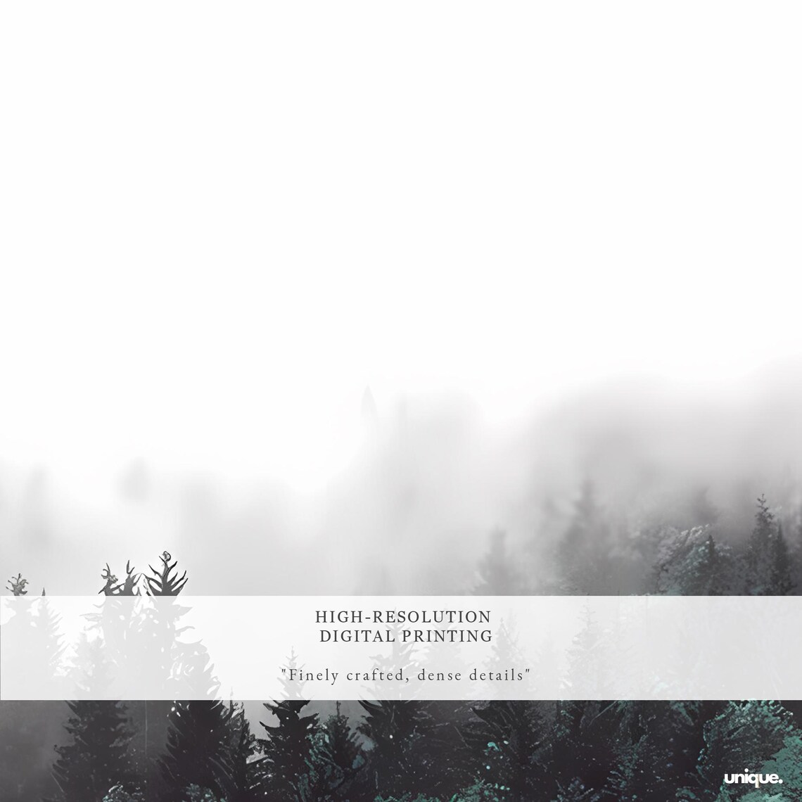 Misty Foggy Evergreen Forest Moody Green Nature Photo Art Poster - Image 2