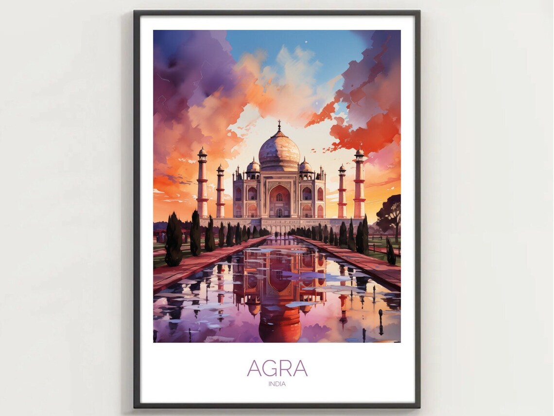 Taj Mahal, Agra India Travel Poster, Souvenir