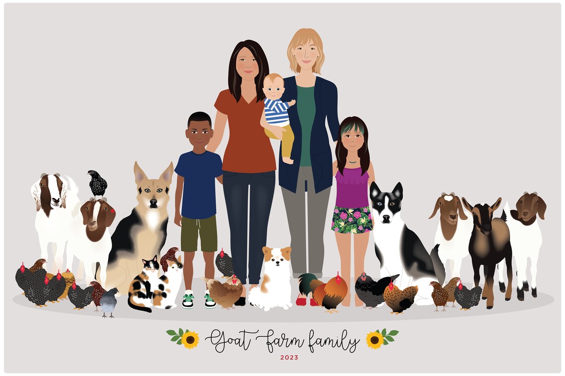 Family Portrait Illustration, Custom People Drawing - Image 3