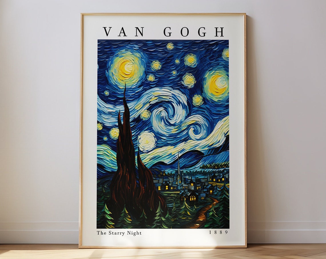 Vincent Van Gogh The Starry Night 1889 Swirling Sky Art Poster
