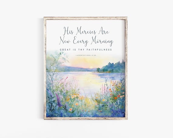 Lamentations 3:21-23 Watercolor Scripture Art Print