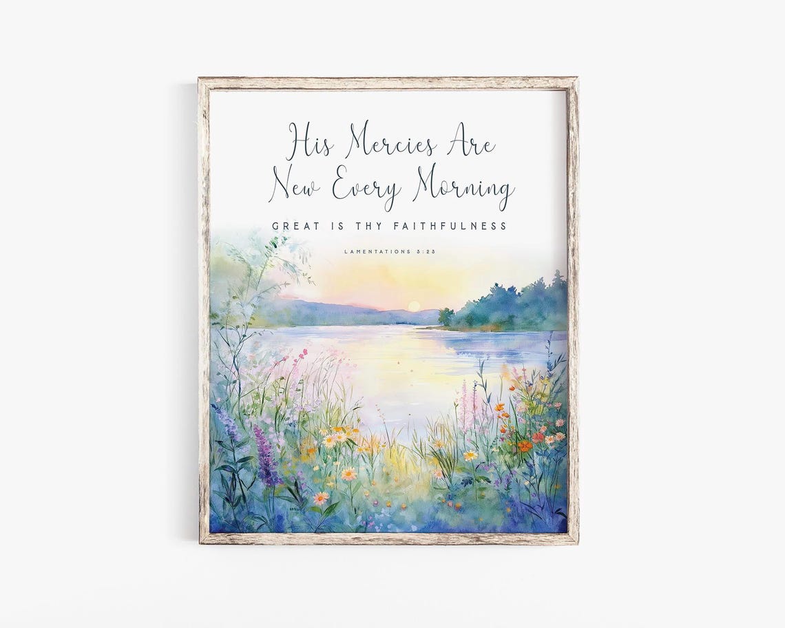 Lamentations 3:21-23 Watercolor Scripture Art Print