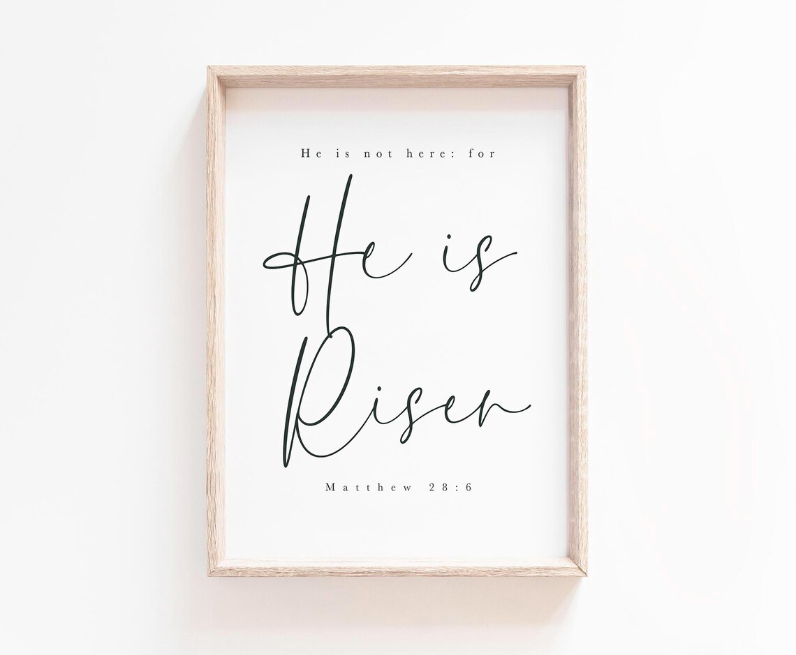 He Is Risen Matthew 28:6 Scripture Art Print - Image 2