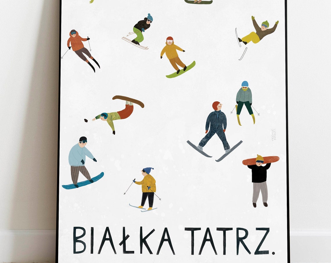 Bialka Tatrzanska Ski Resort Skiers Snowboarders Winter Travel Poster