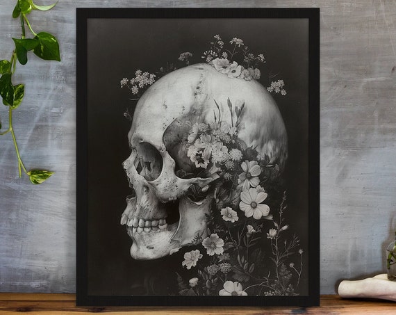 Oil Skull Art Decor Gift For Her Skull Wedding Gift Skull Lover Art Gift For Dad Oil Skull Art Print