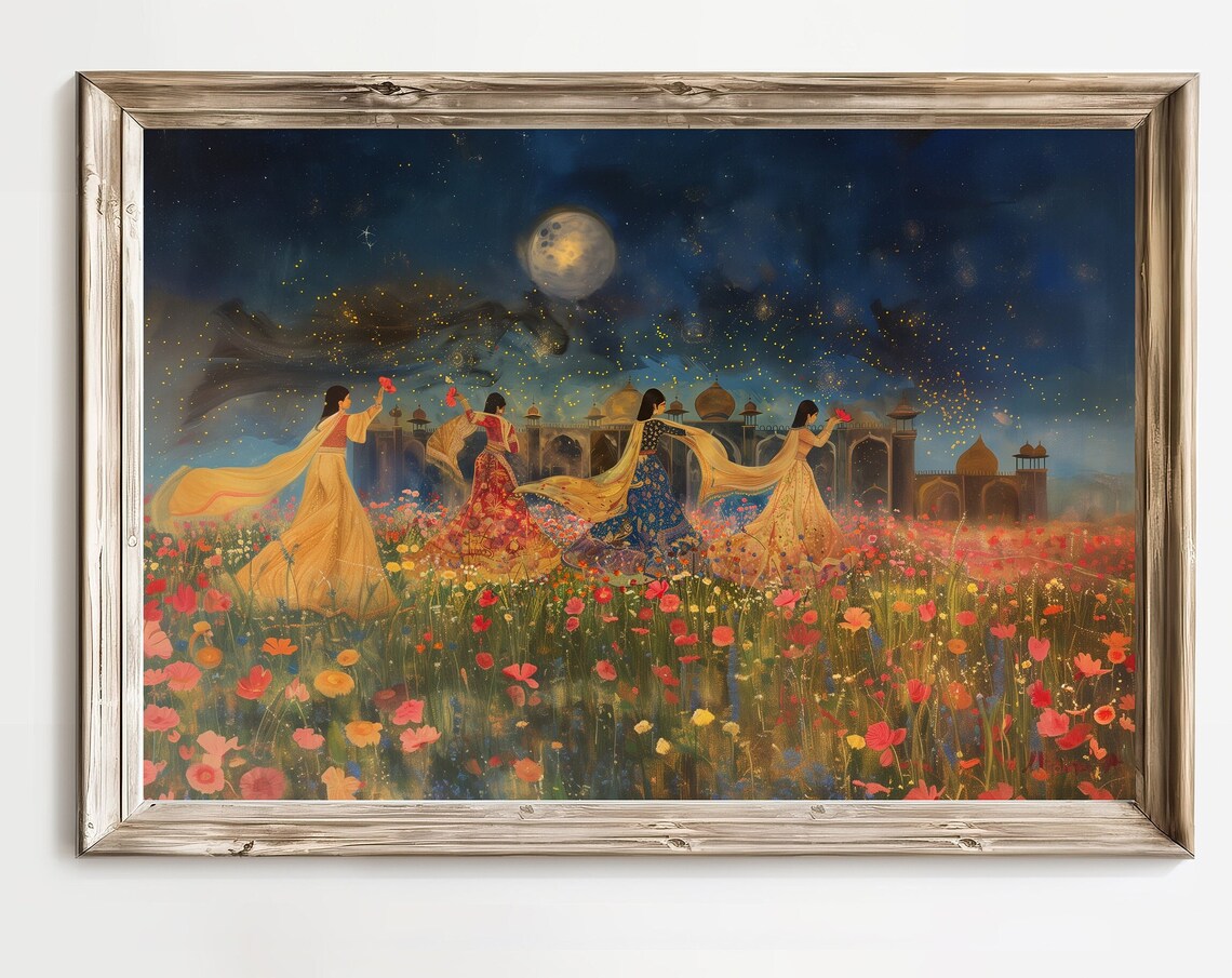 Chandni Raatein, Mughal-Inspired Indian Art Print