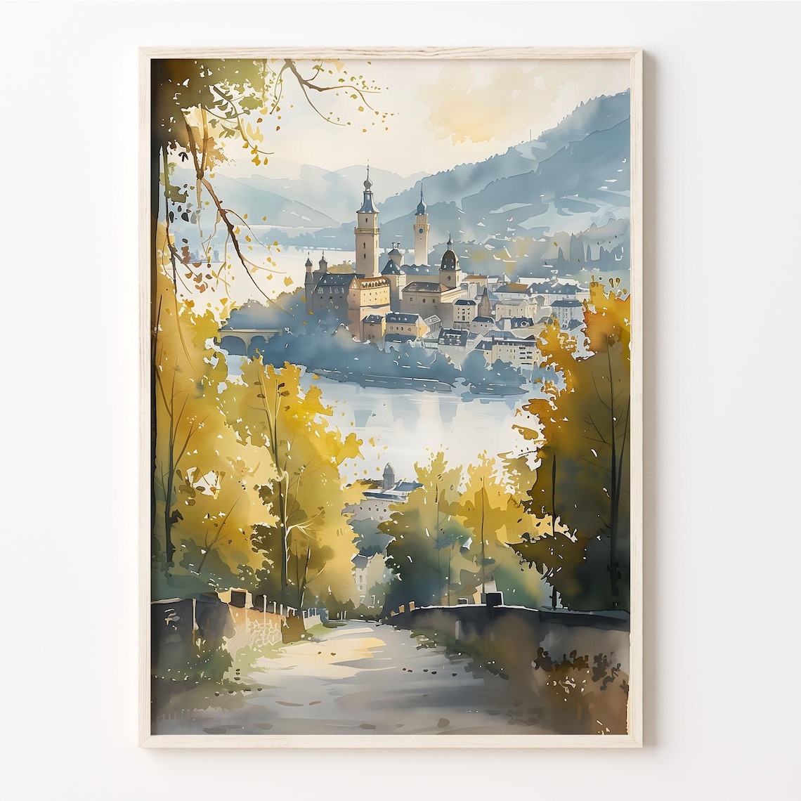 Koblenz Watercolor Painting, Travel Poster