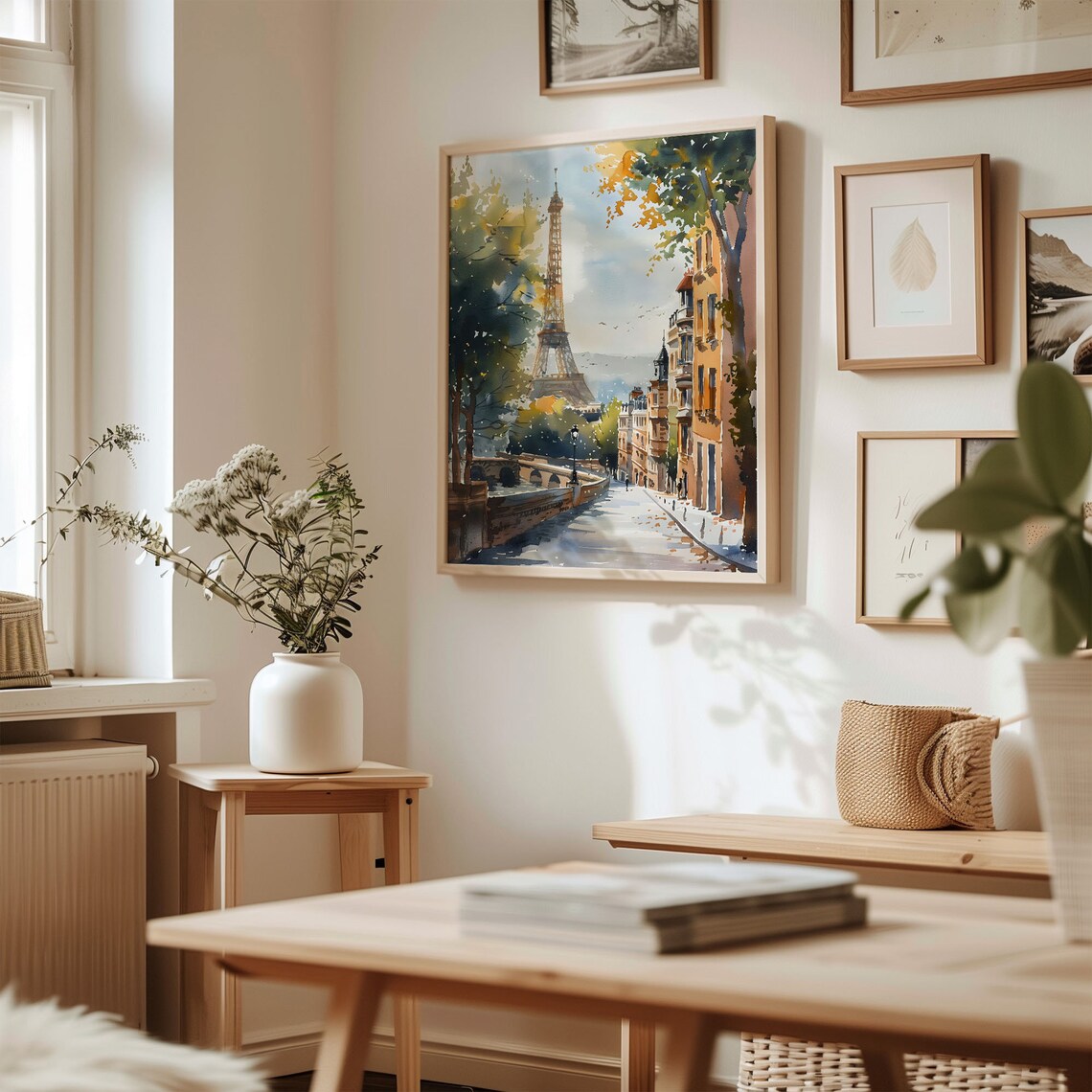 Paris Watercolor Eiffel Tower Art Print, France Poster - Image 3