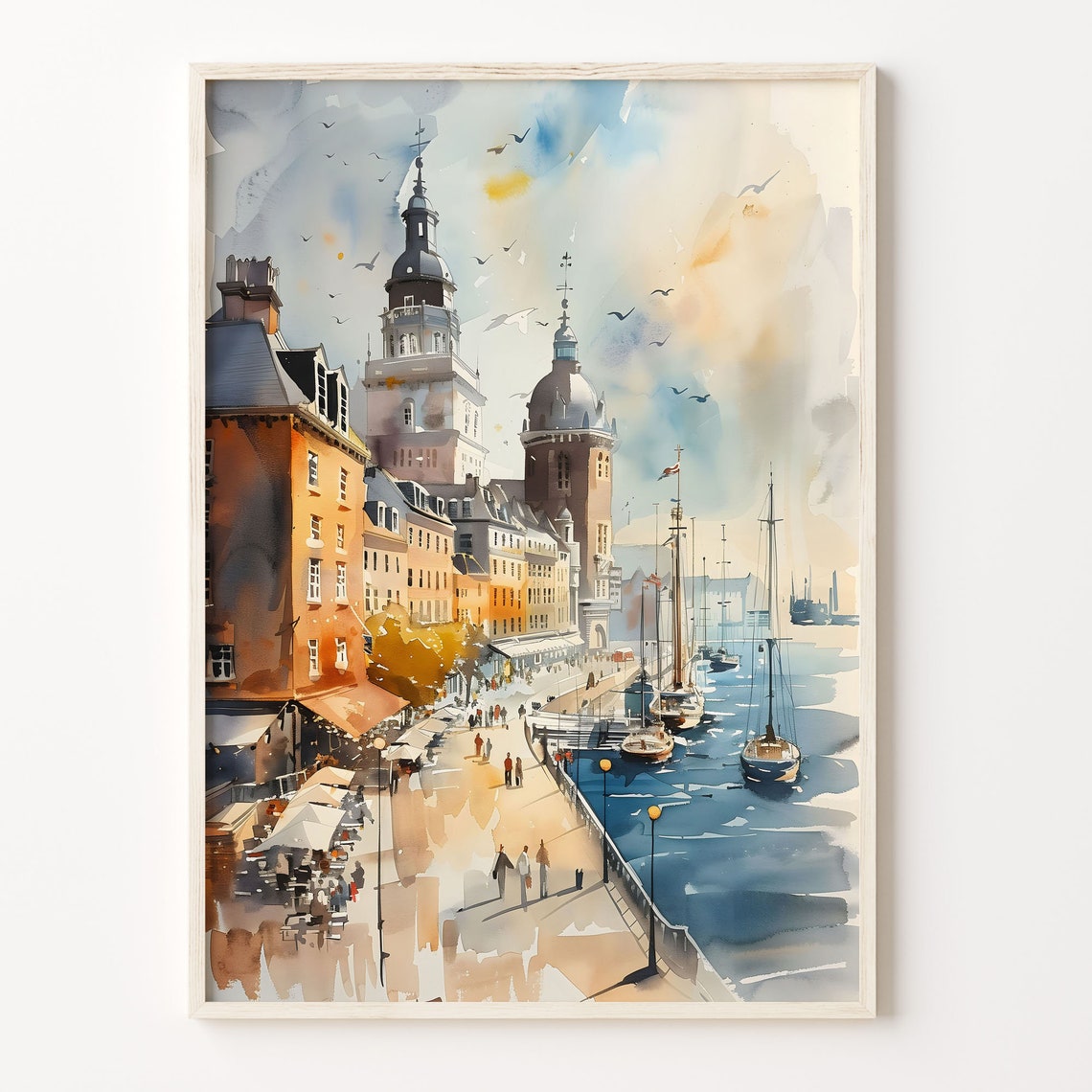 Portsmouth Watercolor Painting United Kingdom Wall Art Portsmouth Poster Travel Print Birthday Present Wedding Gift C30 76