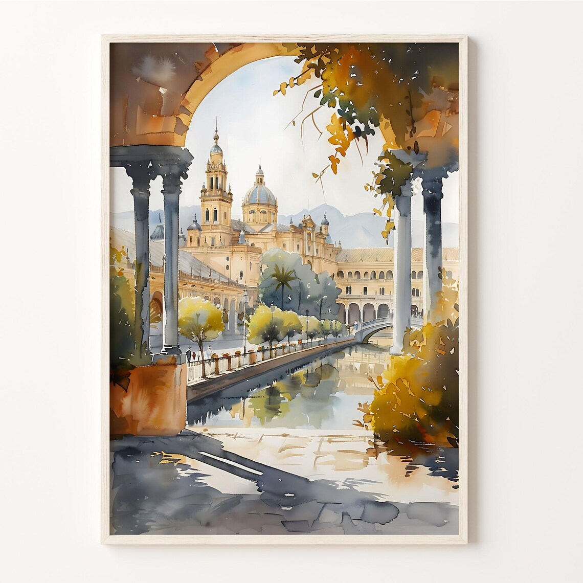 Seville Watercolor Art Print, Spain Travel Poster