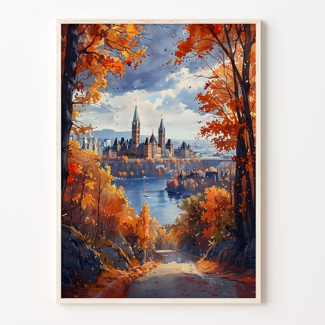 Ottawa Watercolor Painting Travel Poster