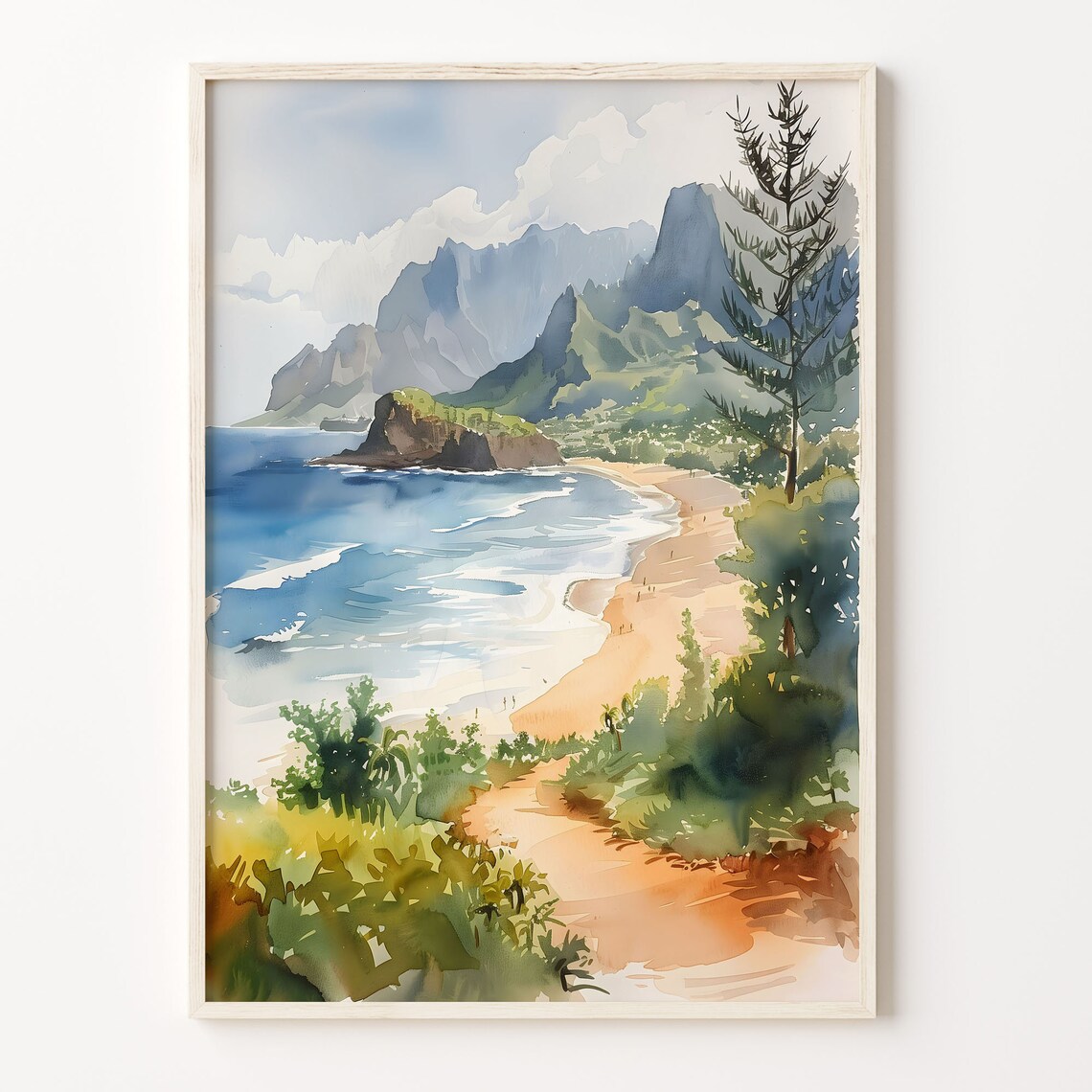 Kauai Watercolor Painting Hawaii Travel Poster