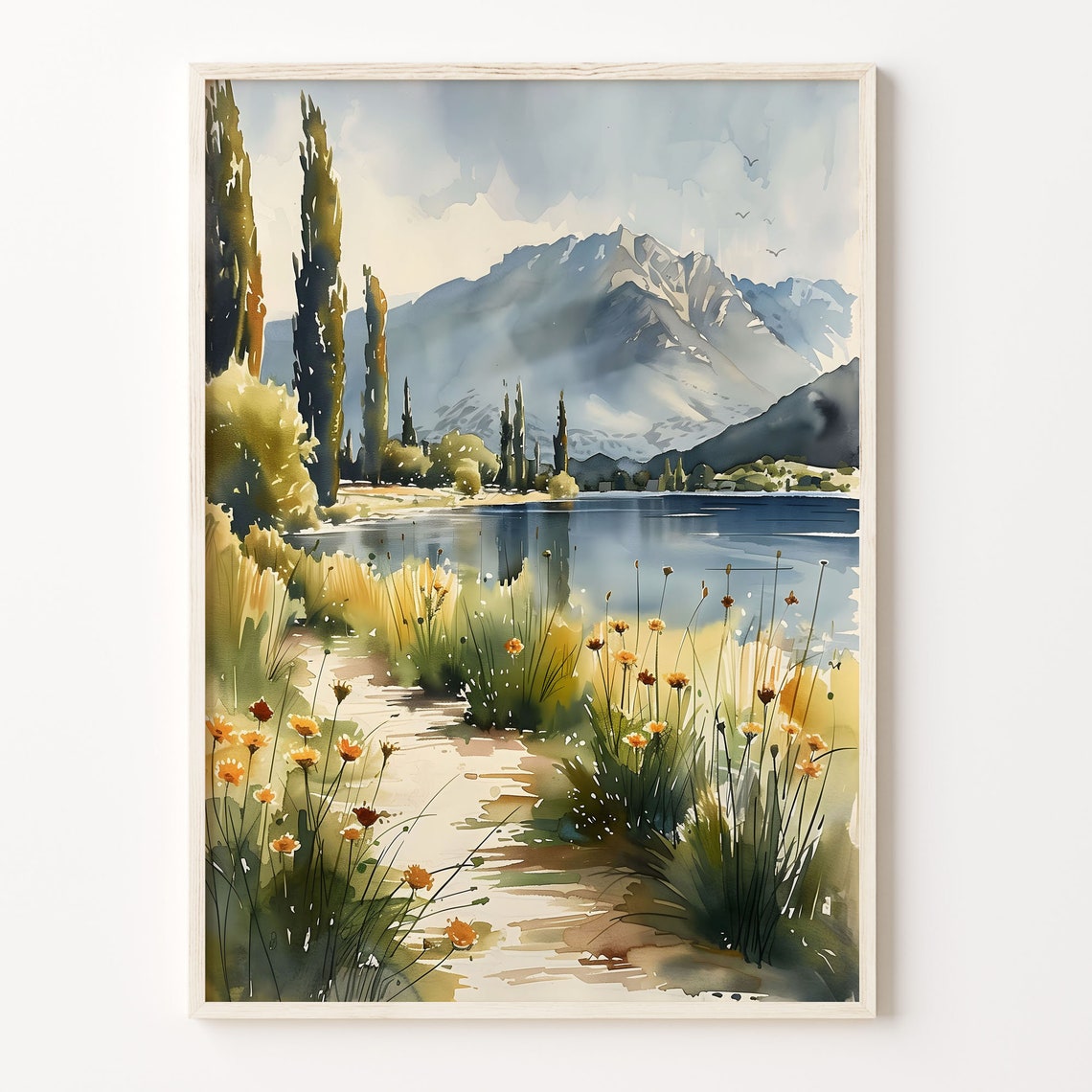 Lake Tahoe Watercolor Painting National Park Wall Art Tahoe Poster Travel Print Tahoe Wall Art Lake Tahoe Print C30 17