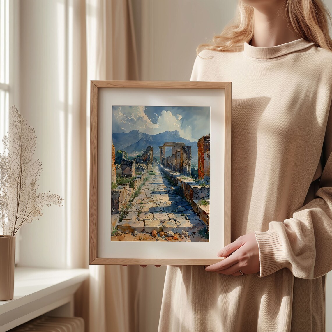Pompeii Travel Watercolor Art Print, Italy - Image 2