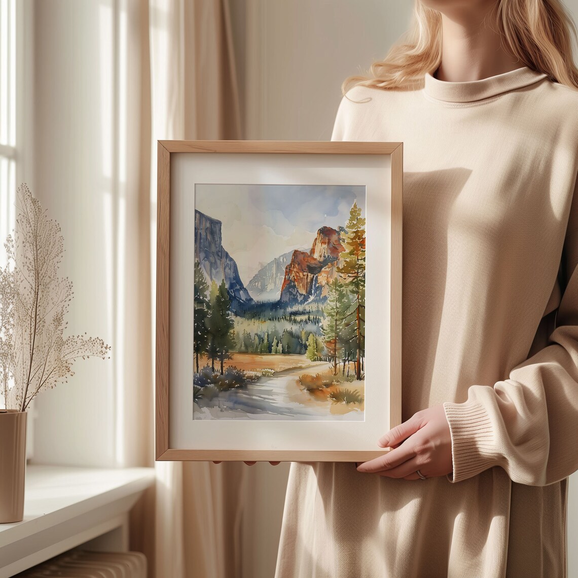 Yosemite Watercolor Painting, National Park Art Print - Image 2