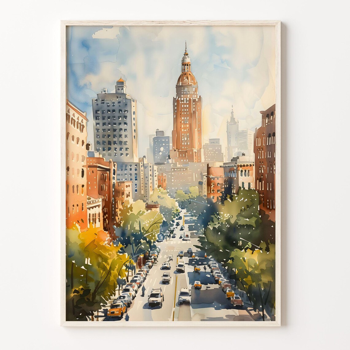Atlanta Travel Poster, Watercolor Georgia Skyline Print