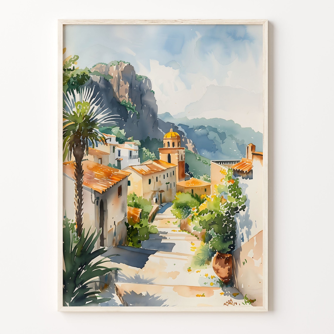 Sicily Watercolor Painting Italy Travel Poster