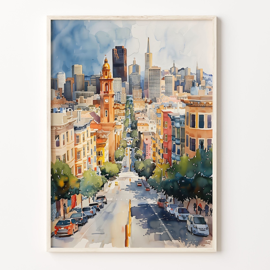 San Francisco Watercolor Painting, Golden Gate Bridge Poster