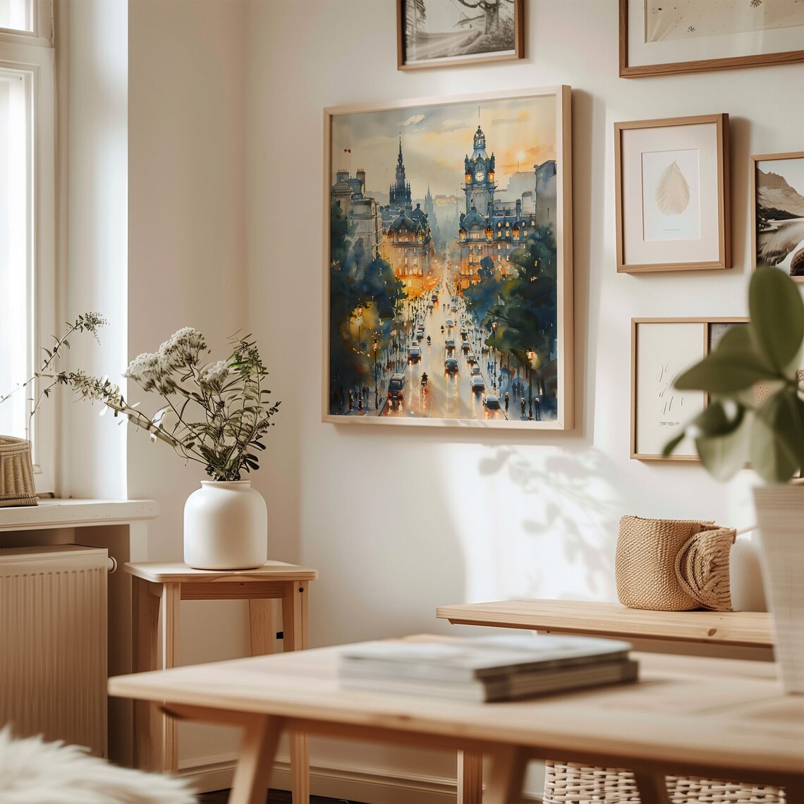 Edinburgh Watercolor Cityscape Poster, Scotland Print - Image 3