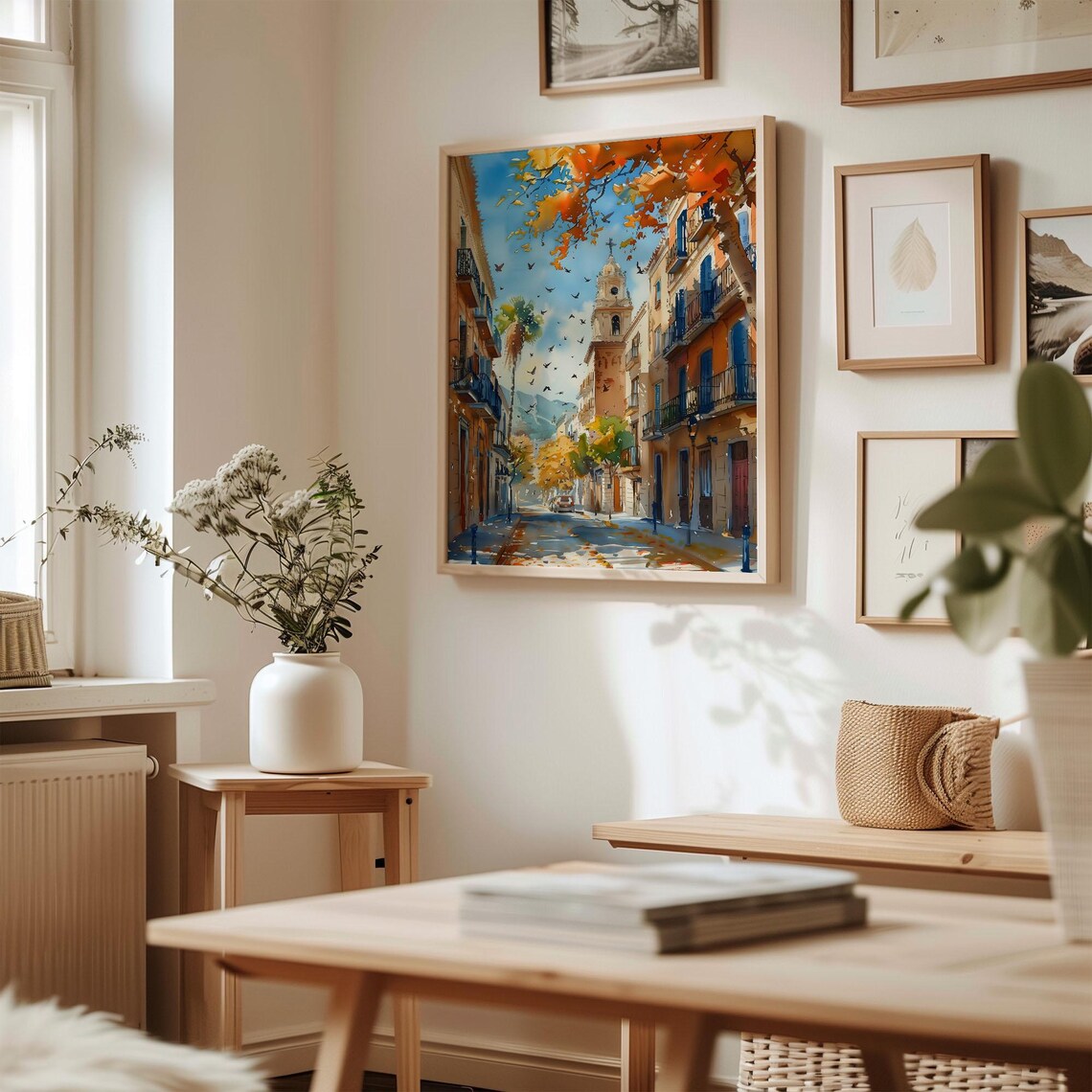 Barcelona Spain Old Town Church Tower Street Watercolor Poster - Image 3