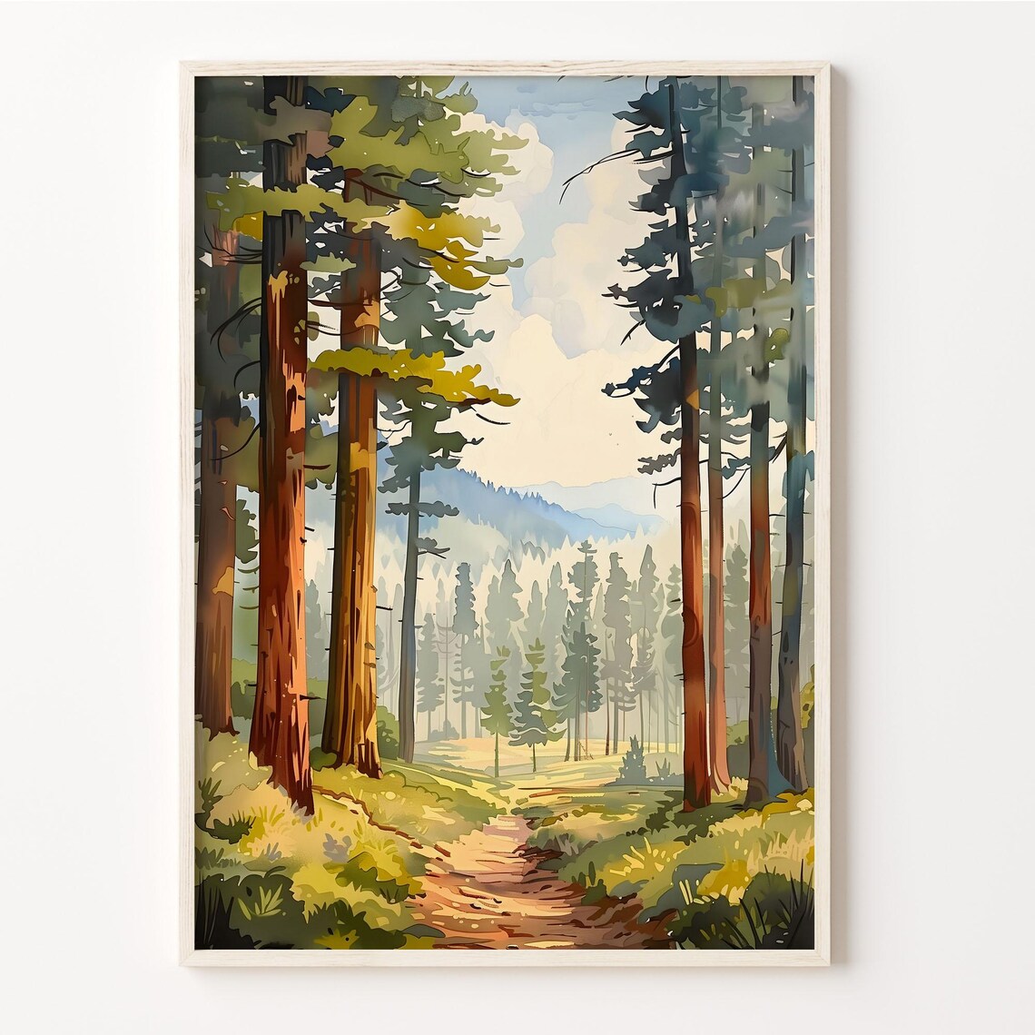 Muir Woods Watercolor Travel Poster, California