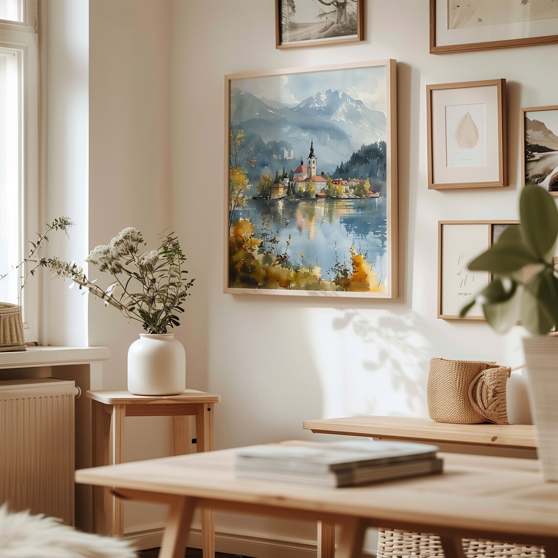 Lake Bled Watercolor Poster, Slovenia Travel Art - Image 3