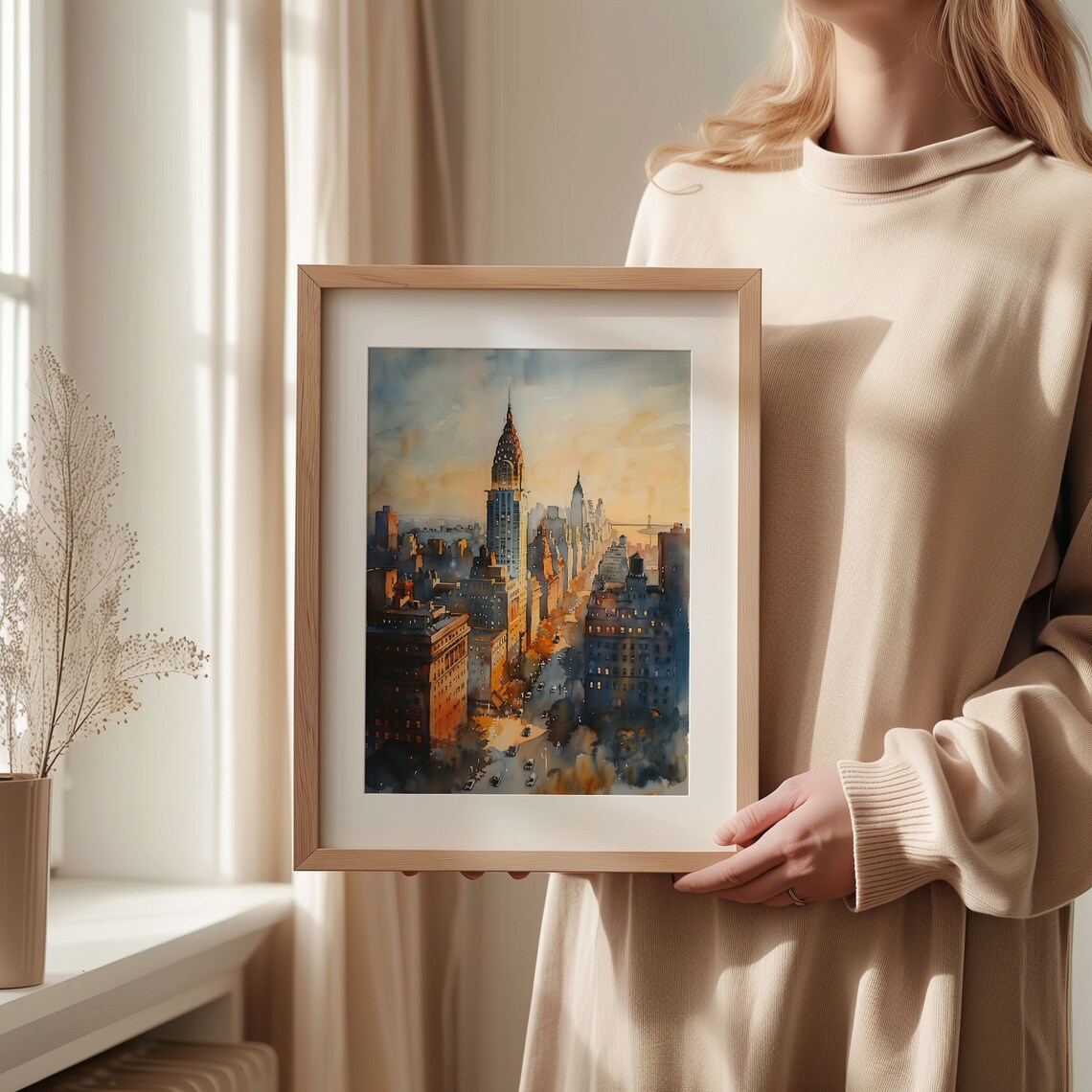 New York Skyline Watercolor Art Print, Cityscape - Image 2