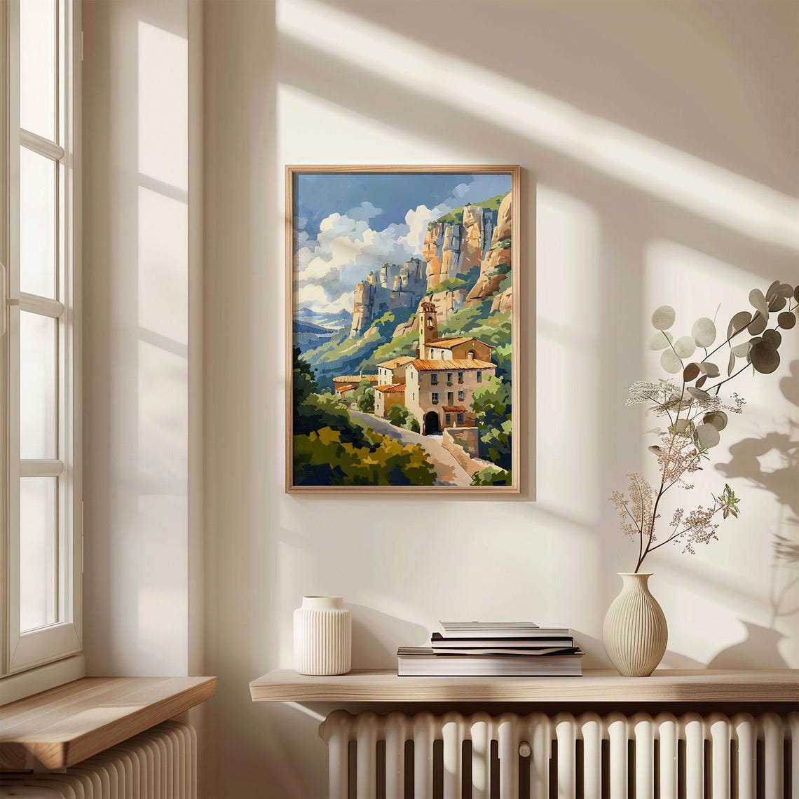 Montserrat Monastery Mountain Watercolor Spain Landscape Poster - Image 6