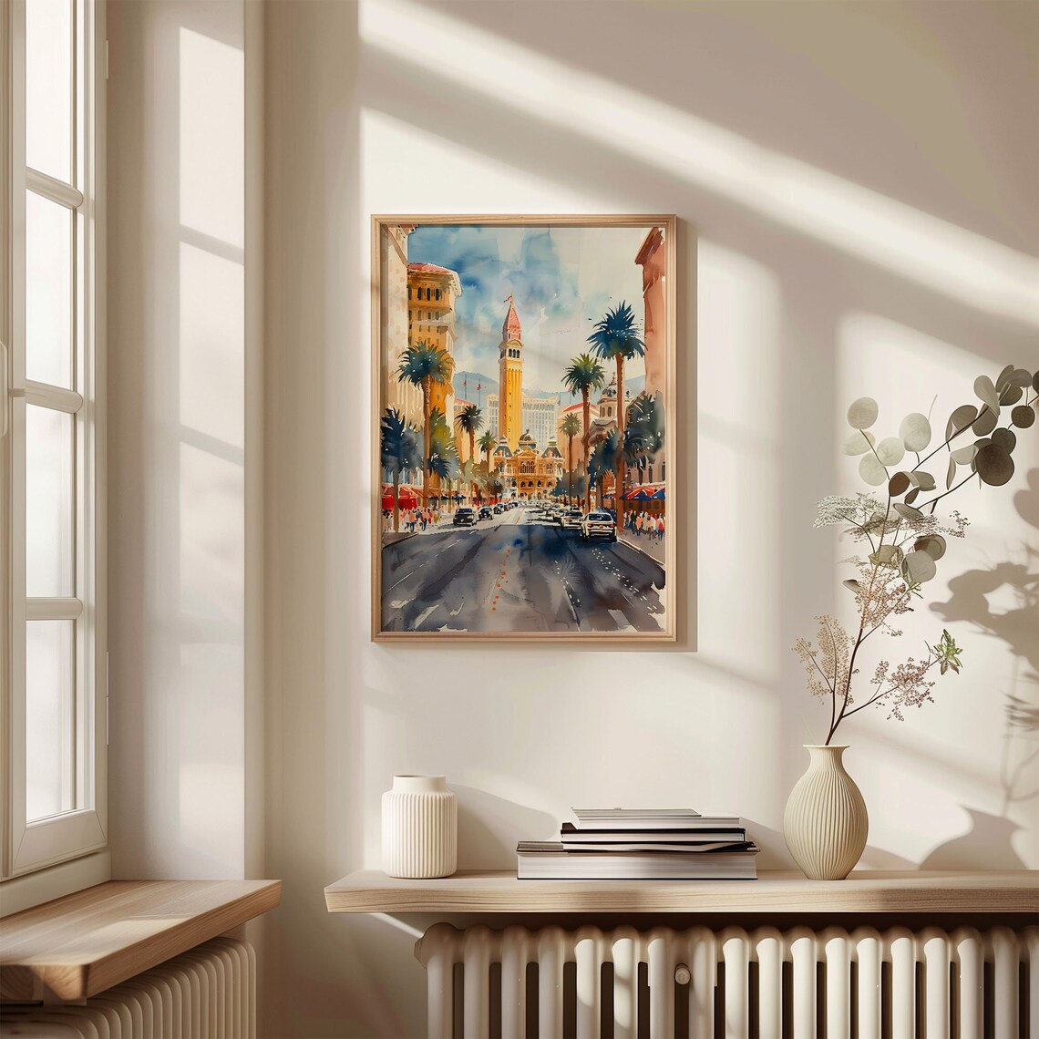 Las Vegas Strip Venetian Casino Palm Trees Watercolor City Poster - Image 4