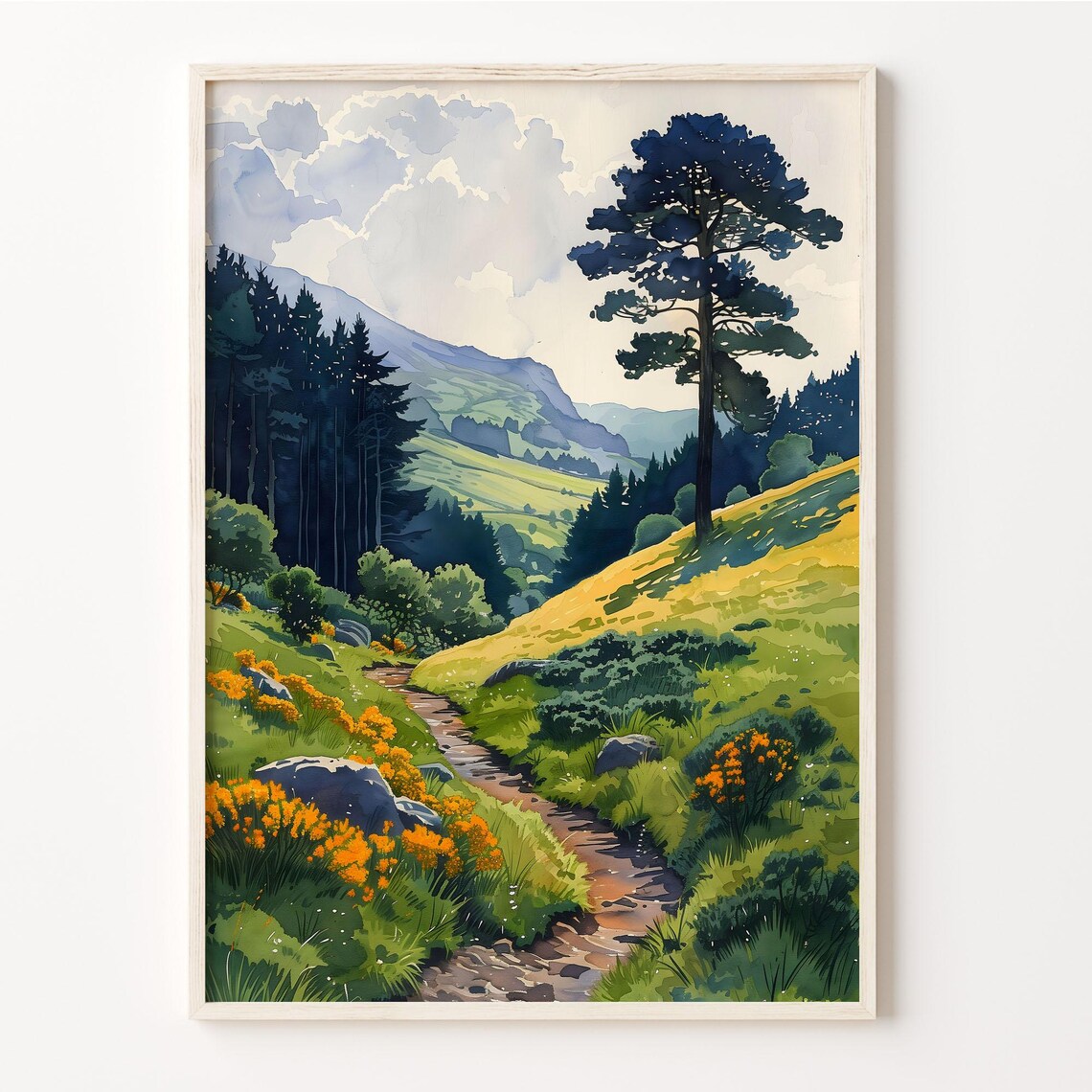 Watercolor Peak District Landscape Art Print