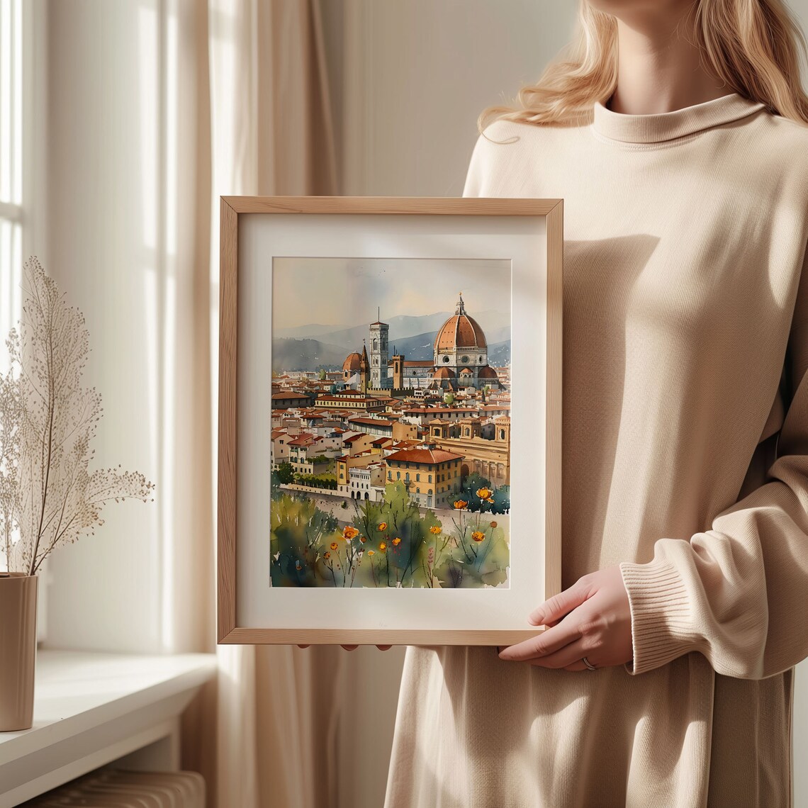 Florence Watercolor Painting, Italy Travel Poster - Image 2