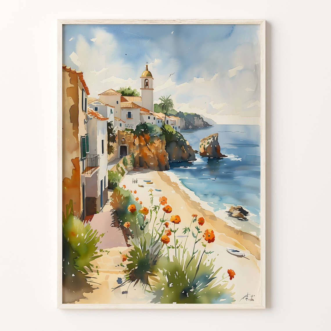 Algarve Watercolor Painting, Travel Poster