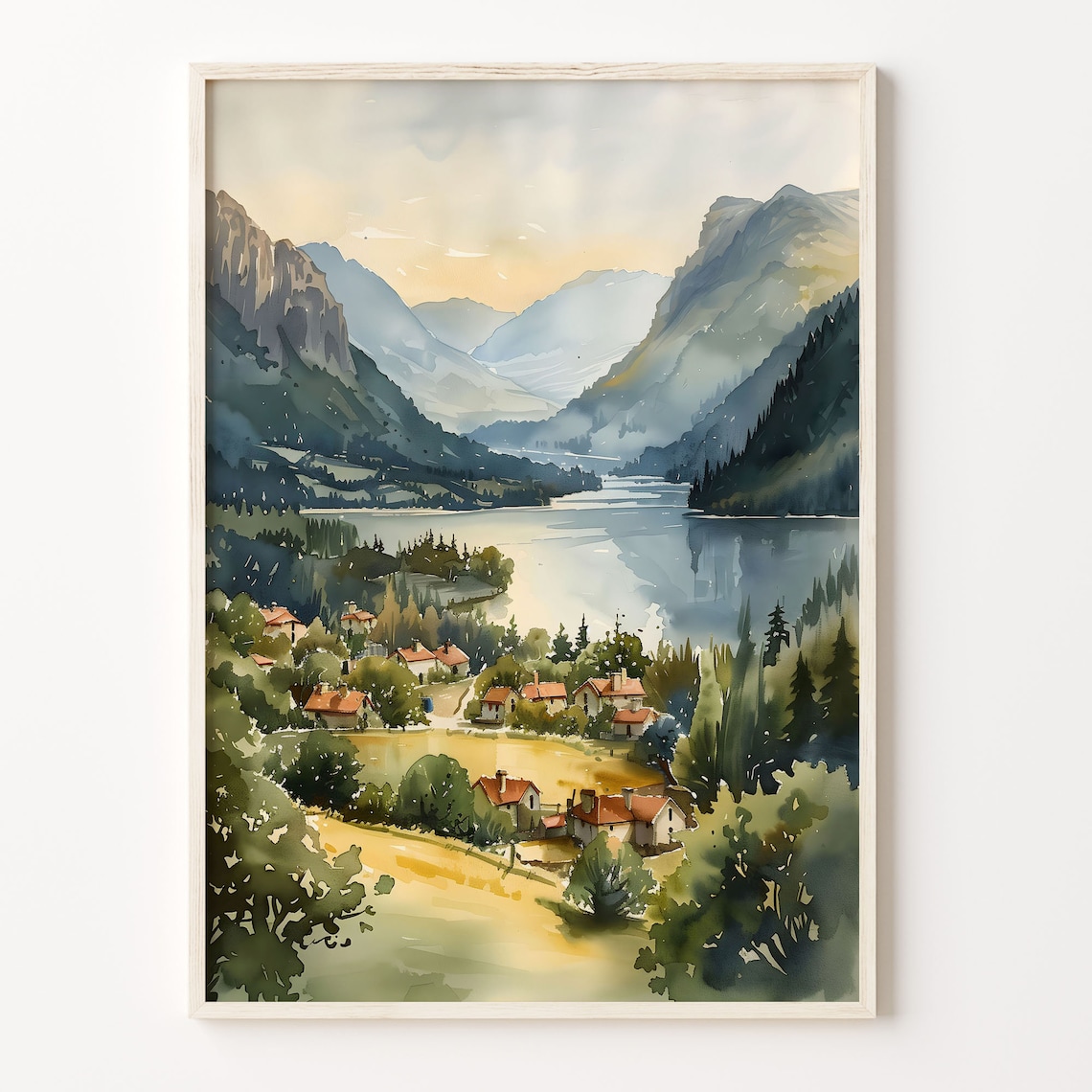 Lake District Watercolor Painting Landscape Art Print